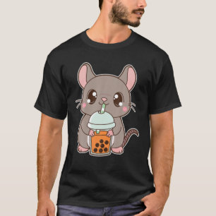 Camiseta Kawaii Cute Zodiac Boba Rat Leche tailandesa de bu
