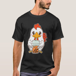 Camiseta Kawaii Cute Zodiac Boba Rooster burbuja tailandesa