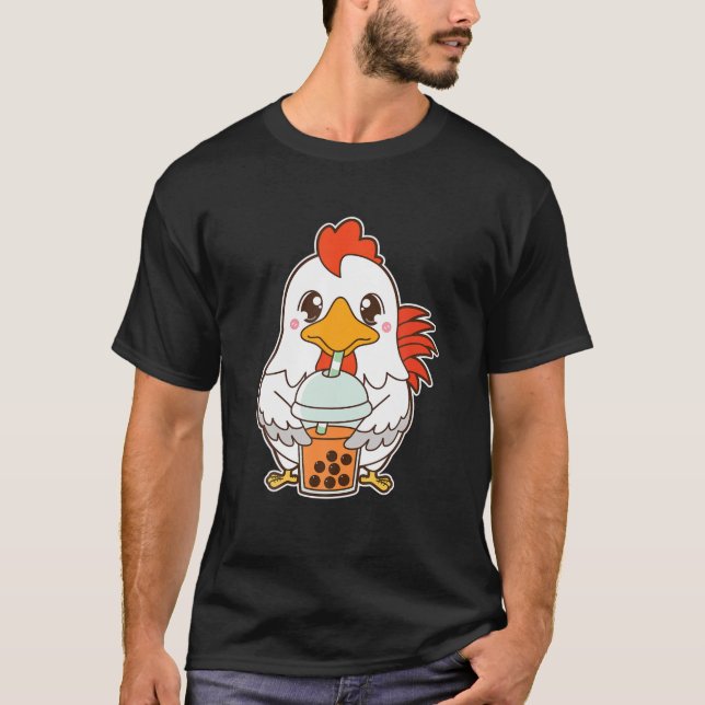 Camiseta Kawaii Cute Zodiac Boba Rooster burbuja tailandesa (Anverso)