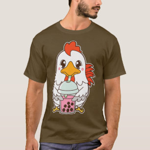 Camiseta Kawaii Cute Zodiac Boba Rooster Strawberry Bubble