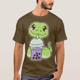 Camiseta Kawaii Cute Zodiac Boba Snake Taro Bubble Pearl