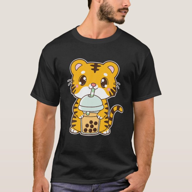 Camiseta Kawaii Cute Zodiac Boba Tiger Mango Bubble Pearl M (Anverso)