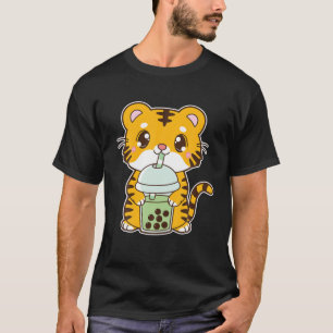 Camiseta Kawaii Cute Zodiac Boba Tiger Matcha Burbuja Verde