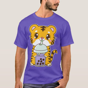 Camiseta Kawaii Cute Zodiac Boba Tiger Taro Bubble Pearl