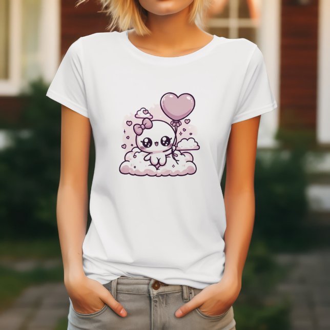 Camiseta Kawaii Cutie con un Globo de Corazón (Subido por el creador)