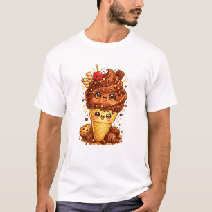 Camiseta Kawaii de Cono de Helado de Chocolate