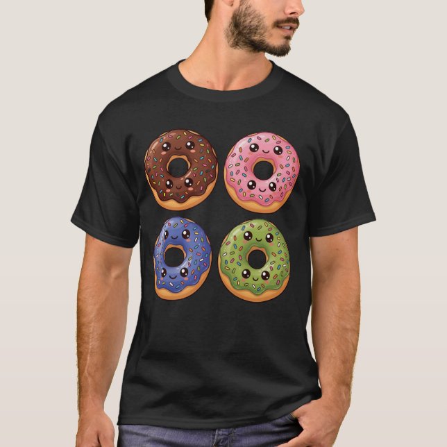 Camiseta Kawaii de Donas Glaseadas Pop Art (Anverso)