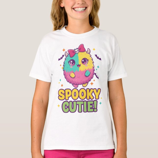 Camiseta Kawaii de Halloween con Murciélagos y Laz (Anverso)