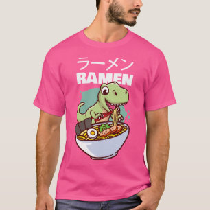 Camiseta Kawaii Dino T-Rex comiendo sopa japonesa con fideo
