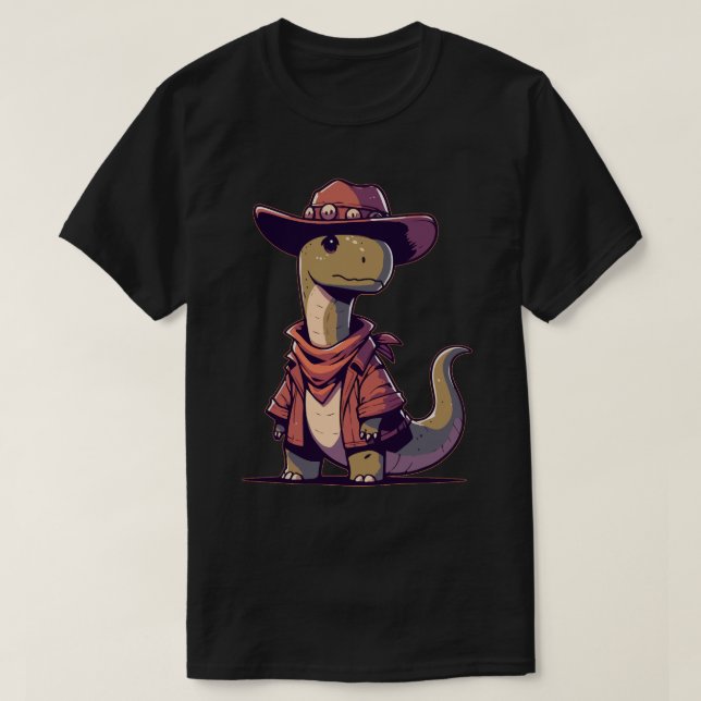 Camiseta Kawaii dinosaur Brontosaurus Cowboy (Diseño del anverso)