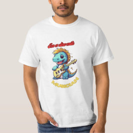Camiseta Kawaii Dinosaur Tocando Guitarra