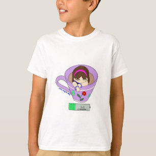 Camiseta Kawaii Diversión Cute Batería Tiempo de Carga Cami