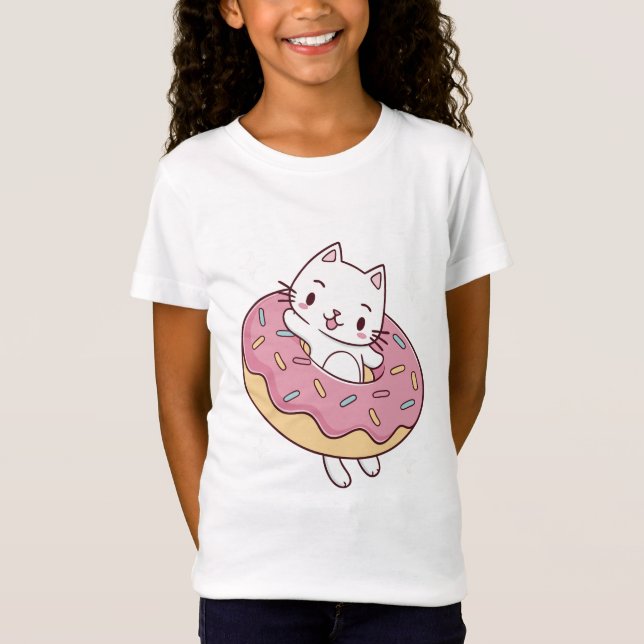 Camiseta Kawaii Donut Cat T-Shirt - Personalizado kitty con (Anverso)