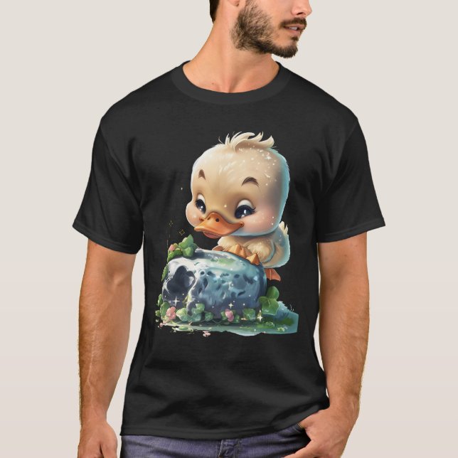 Camiseta Kawaii Duckling besando la piedra de Blarney (Anverso)