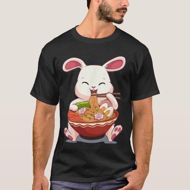 Camiseta Kawaii Easter Bunny Ramen Noodles de Pascua Japone (Anverso)