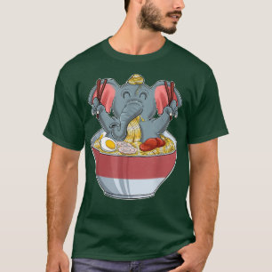 Camiseta Kawaii Elephant Japonés Ramen Noodles Otaku Anime