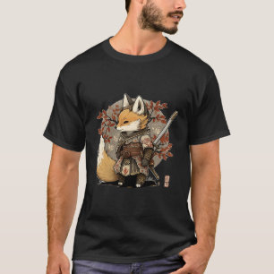 Camiseta Kawaii estilo japonés Samurai Fox Anime