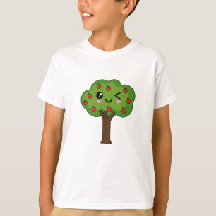 Camiseta Kawaii feliz árbol de manzanas