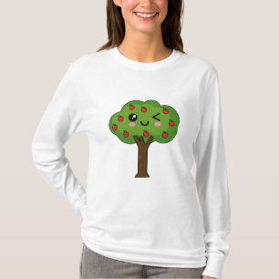 Camiseta Kawaii feliz árbol de manzanas
