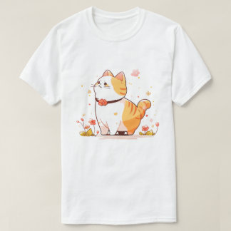 Camiseta Kawaii Feliz Naranja Tabby Cat