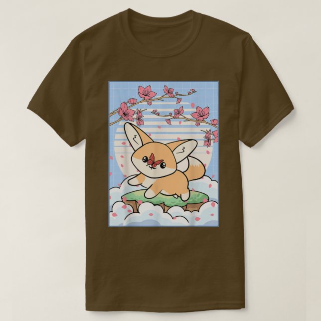 Camiseta Kawaii Fennec Fo Cherry Blossom (Diseño del anverso)