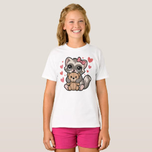 Camiseta Kawaii Ferret Cuddling Teddy Bear