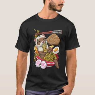 Camiseta Kawaii Ferret Ra Noodles comida japonesa