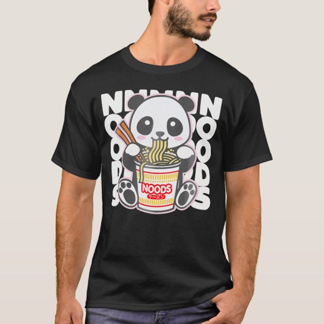 Camiseta Kawaii Fideos Instantáneos Cute Anime Panda Japoné (Anverso)