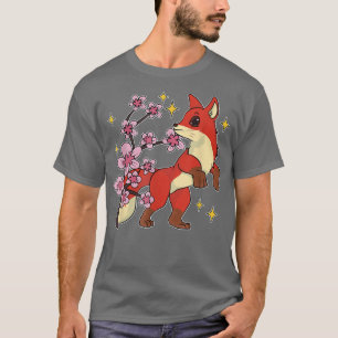 Camiseta Kawaii Forest Animal Fo Lover Sakura Cherry Blosso