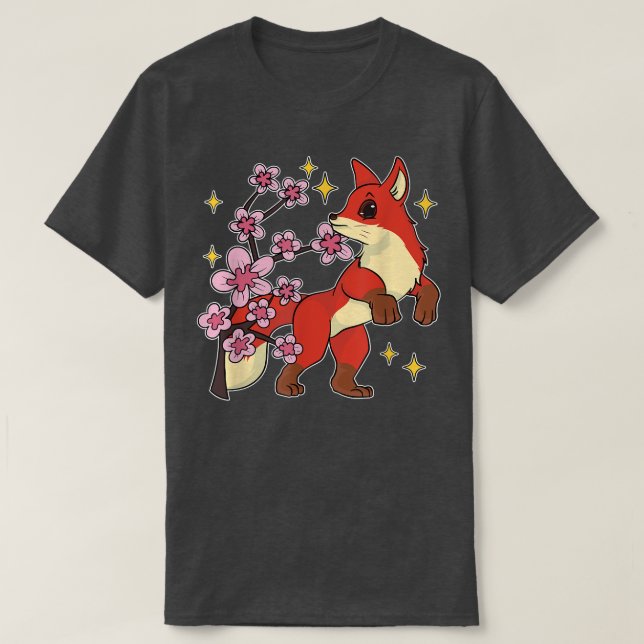 Camiseta Kawaii Forest Animal Fo Lover Sakura Cherry Blosso (Diseño del anverso)