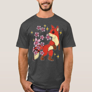 Camiseta Kawaii Forest Animal Fo Lover Sakura Cherry Blosso
