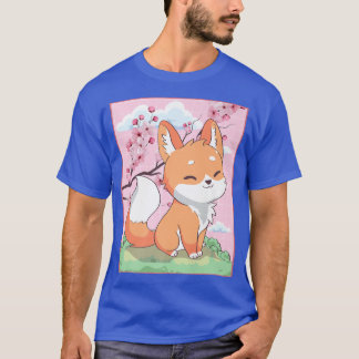Camiseta Kawaii Fox Blossom de cerezo japonés de Kitsune Sa
