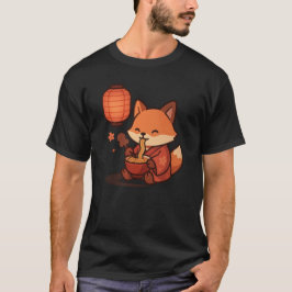 Camiseta Kawaii Fox comiendo Ramen - Lindo farol japonés