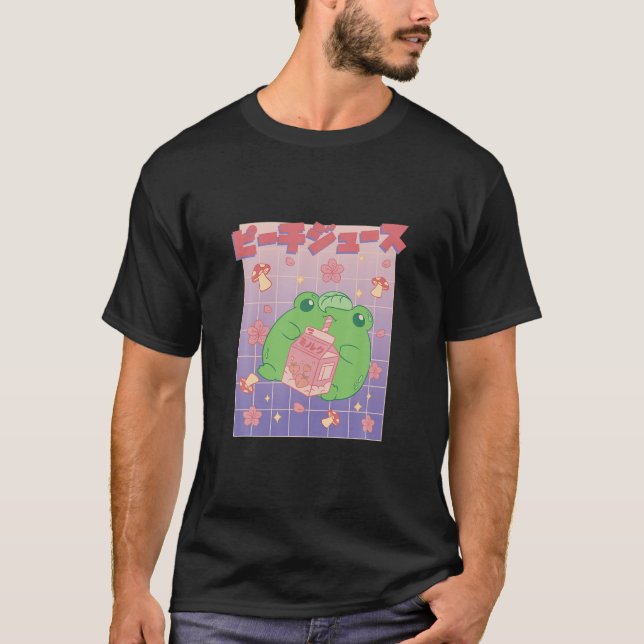 Camiseta Kawaii Frog Bebe Jugo De Peach (Anverso)