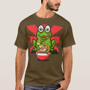 Camiseta Kawaii Frog Eating In Ramen Bowl Cute Cartoon Anim