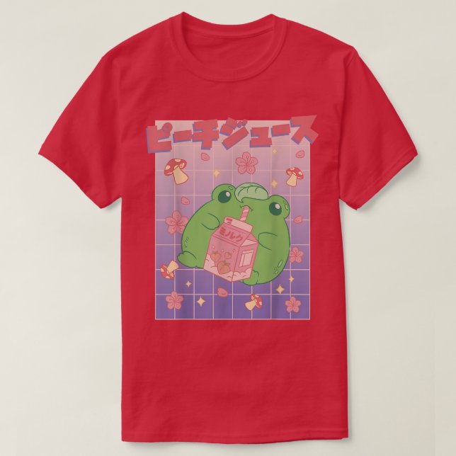 Camiseta Kawaii Frog Leche japonesa de fresa Mushroo Japón (Diseño del anverso)