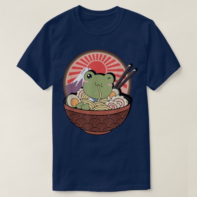 Camiseta Kawaii Frog Ramen Japanese Noodle Anime Frog Kids  (Diseño del anverso)