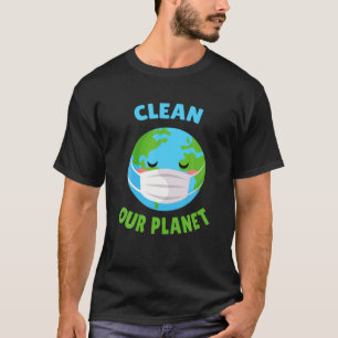 Camiseta Kawaii Funny Mask Clean Planet Ambiental Ea