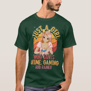 Camiseta Kawaii Gamer Japón Manga Otaku Chica Ramen Gaming
