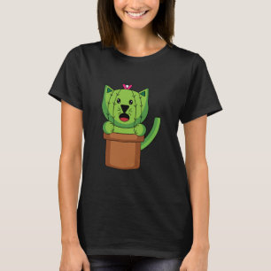 Camiseta Kawaii Gatito Lindo Planta de Cactus Masc