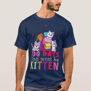 Camiseta Kawaii Gato Días De La Escuela 100 Día 100 Sé Gati