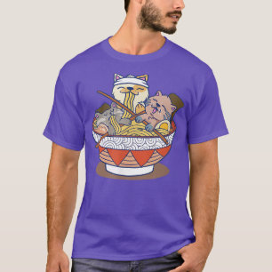 Camiseta Kawaii Gats Anime Japonés Ramen Noodles 