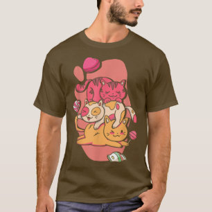 Camiseta Kawaii Gats Kitten Lollipop Arte japonés