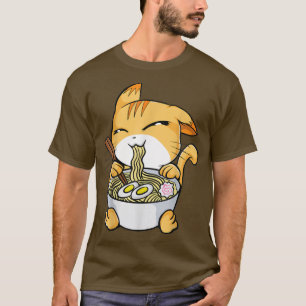 Camiseta Kawaii Gats Ramen Bowl Funny Anime Noodles Kitty 
