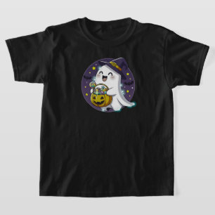 Camiseta Kawaii Ghost con Gorra de brujas   SOLO EN NEGRO