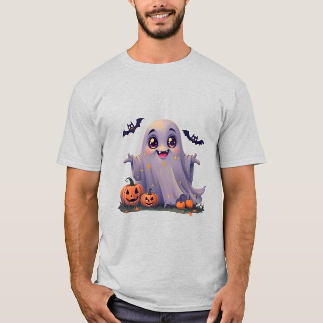 Camiseta Kawaii Ghost Personalizado diseño con bordes redon (Anverso)