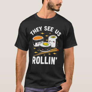 Camiseta Kawaii gracioso riñe el humor para comer sushi