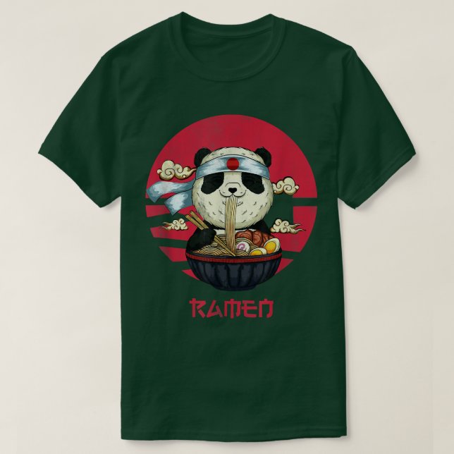 Camiseta Kawaii Guay Panda Comiendo fideos Ramen Ramen Rame (Diseño del anverso)