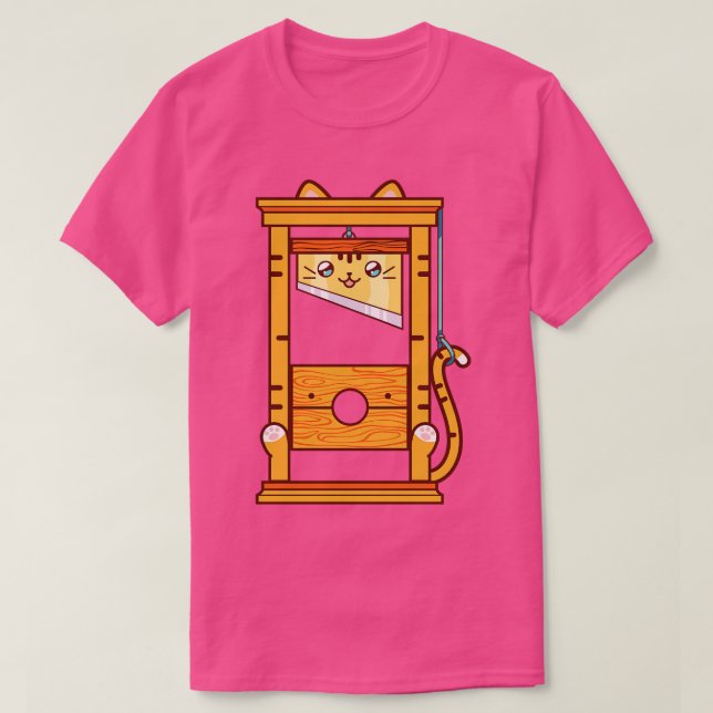 Camiseta Kawaii Guillotine Kitty Naranja (Diseño del anverso)