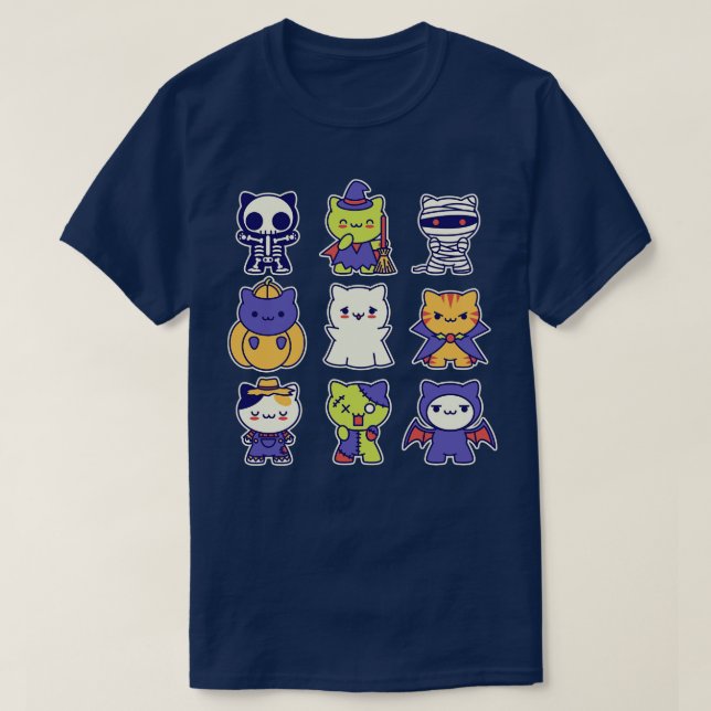 Camiseta Kawaii Halloween Kitties (Diseño del anverso)